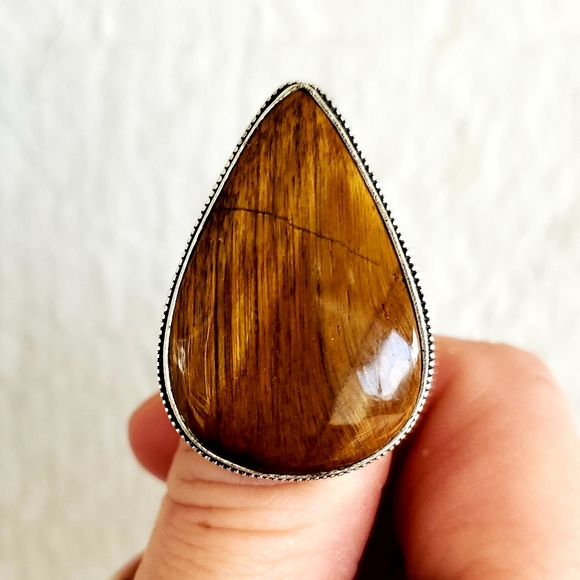 New Tiger Eye 925 Silver Statement Ring. - Picture 7 of 8
